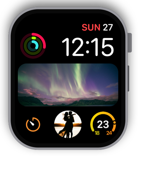Modular watch face with northern lights