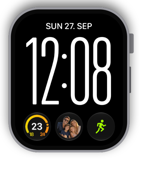 Digital watch face with a family photo