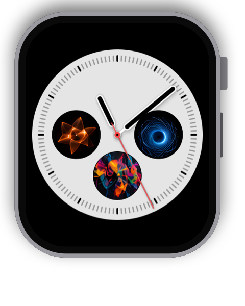 Infograph watch face with three abstract graphics