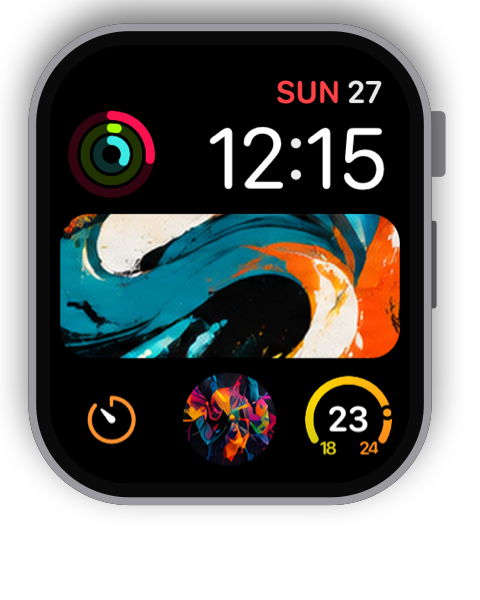 Modular watch face with a colorful brushstroke