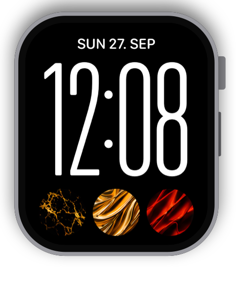 Digital watch face with three silk textures