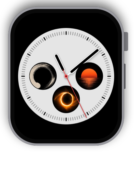 Infograph watch face with a zen circle, a sunset and a ring of light